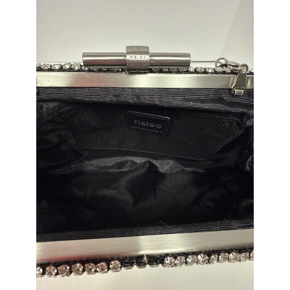 Reiss Adaline Crystal Bead Clutch Handbag Cross Body Purse Lined Vintage Style - Picture 12 of 13